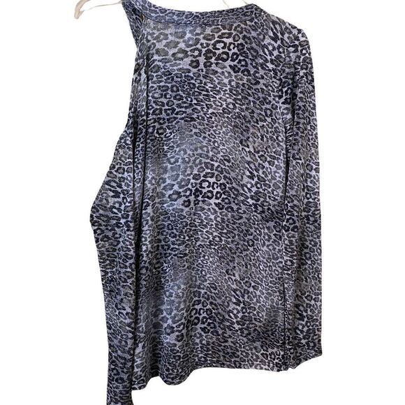 INC International Concepts Metallic Animal Print Cold Shoulder Top Size Large - Picture 5 of 11